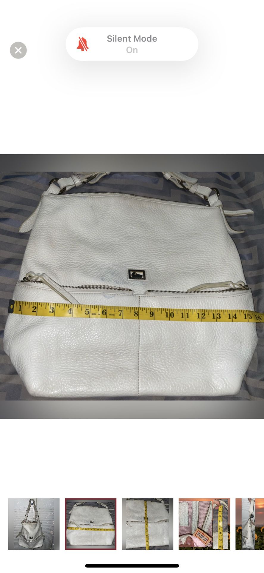 Dooney & Bourke Chelsea Shopper White Pebbled Leather Hobo Tote Bag Women’s
