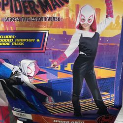 Spider Gwen Halloween Costume Girls Small 4-6 Marvel Jumpsuit Hooded Mask
