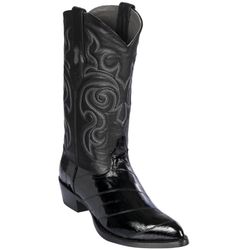Los Altos Men’s Size 8 MEN Genuine Eel skin Long Toe Cut Toe Boots  Black