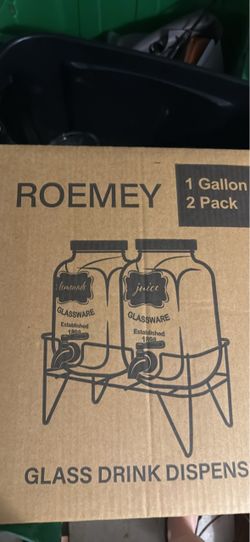 Roemey 1 Gallon Glass Drink Dispensers 2-Pack