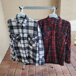 NEW 2 MEN'S SIZE LARGE BUTTON DOWN FLANNEL SHIRTS 