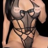 Black Fishnet Lingerie W/ Garter Belt (S)