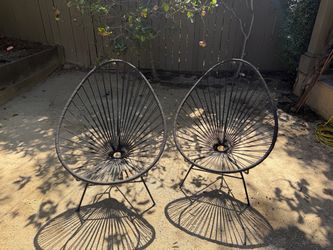 CB2 Acapulco Black Egg Outdoor Chairs – Pair