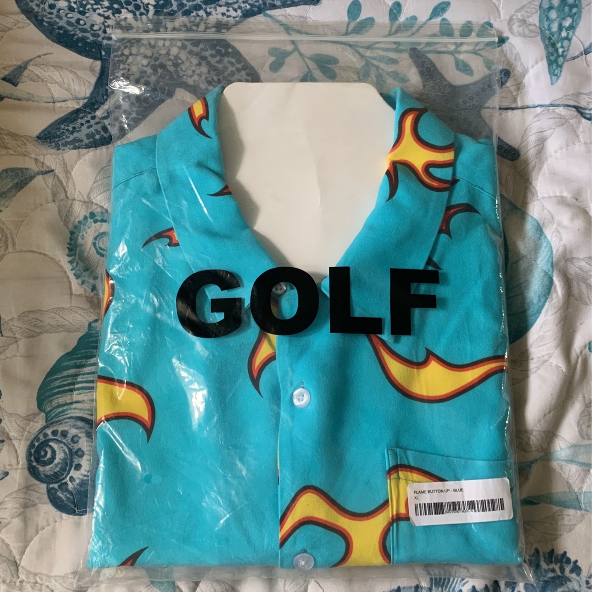 Golf Wang button up blue Flame Shirt *NEW*
