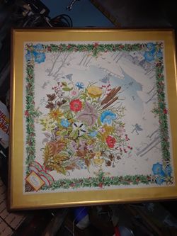 GUCCI RARE 1960'S FRAMED SILK SCARF
