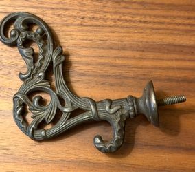 Antique Brass Ornate Wall Hook -coat/hat
