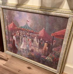 Vintage Home Interiors "The Carousel" by Bettie Hebert Felder – Ornate Gold/Marble Frame 27.5" x 23.5"