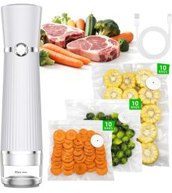 Vacuum Sealer for Food, Handheld Saver Compact Vacuum Sealer Machine with 30 Reusable Bags for 10X Preservation & Fresh