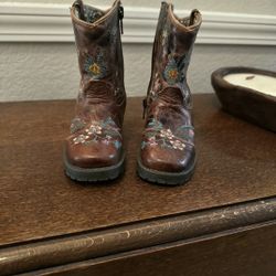 Shyanne Toddler Cowgirl Boots Size 6 – Brown Leather – Floral Embroidery 🤎👢