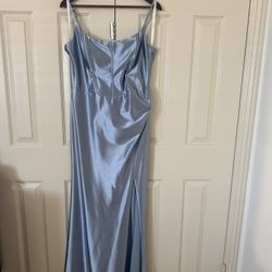 Dusty Blue David's Bridal Bridesmaid Dress (Galina Collection.