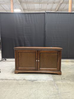 Rich Brown Wood Storage Console Cabinet with Doors