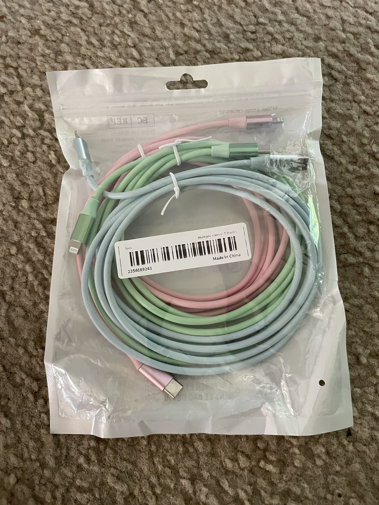 3-Pack USB-C Fast Charging Cable - MFi Certified, PD 20W, 6 FT, Metal Casing, 5 Core Shielded, For iPhone & iPad (Multicolored)