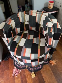 Modern Swivel Accent Chair – Colorful Geometric Design – $95