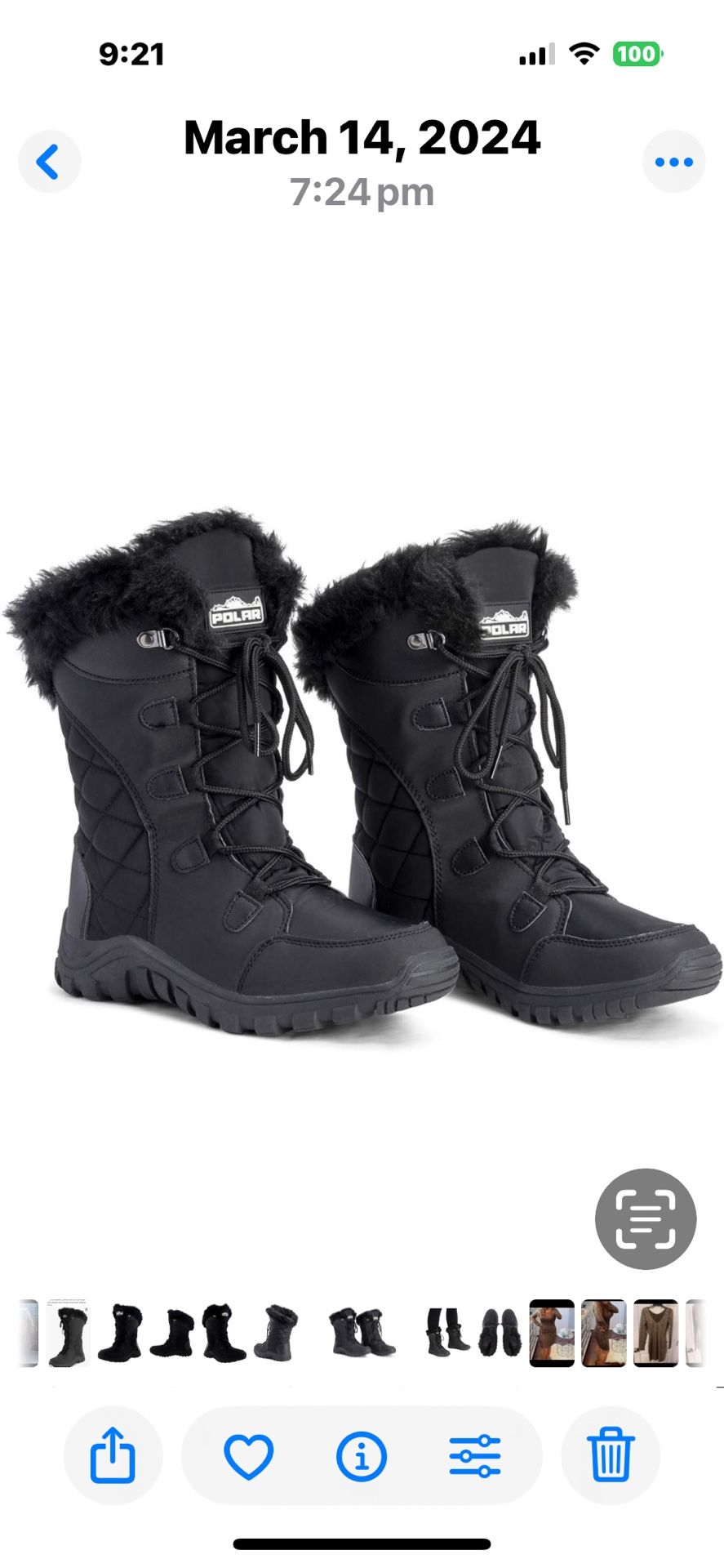 Black Snow Boots Size 8