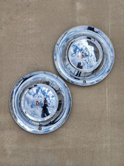 Original 1954 Plymouth Car 15" Hubcap Wheelcover Center Cap Pair