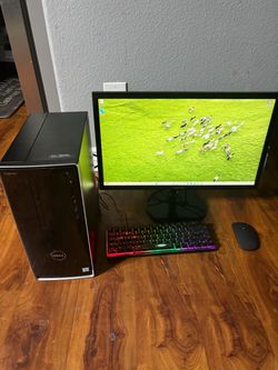 I3 gaming pc tower computer with monitor and accessories