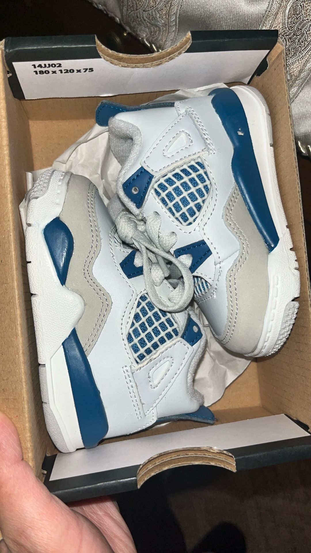 Four Pairs Size 4 Shoes Slightly Used. Blue And White Pair Is New