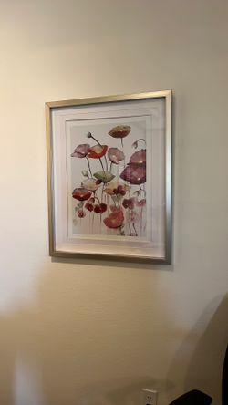 Wall Art- Painted Poppies- Framed, Matted - 30” H x 24” W