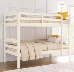 Better Homes & Gardens Leighton Solid Wood Twin-over-Twin Convertible Bunk Bed, Vanilla