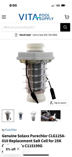 Solaxx Pure  Chloe Salt  Cell For 25k Gallons 