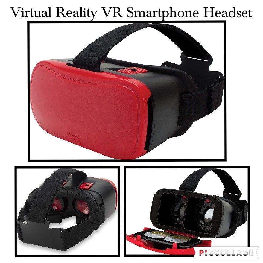 ONN Virtual Reality VR Smartphone Headset for Apple or Android Red