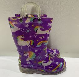 Western Chief girls size 9 rainbow unicorns light up rain boots  