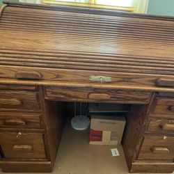 Antique  Roll Top Desk And Chair