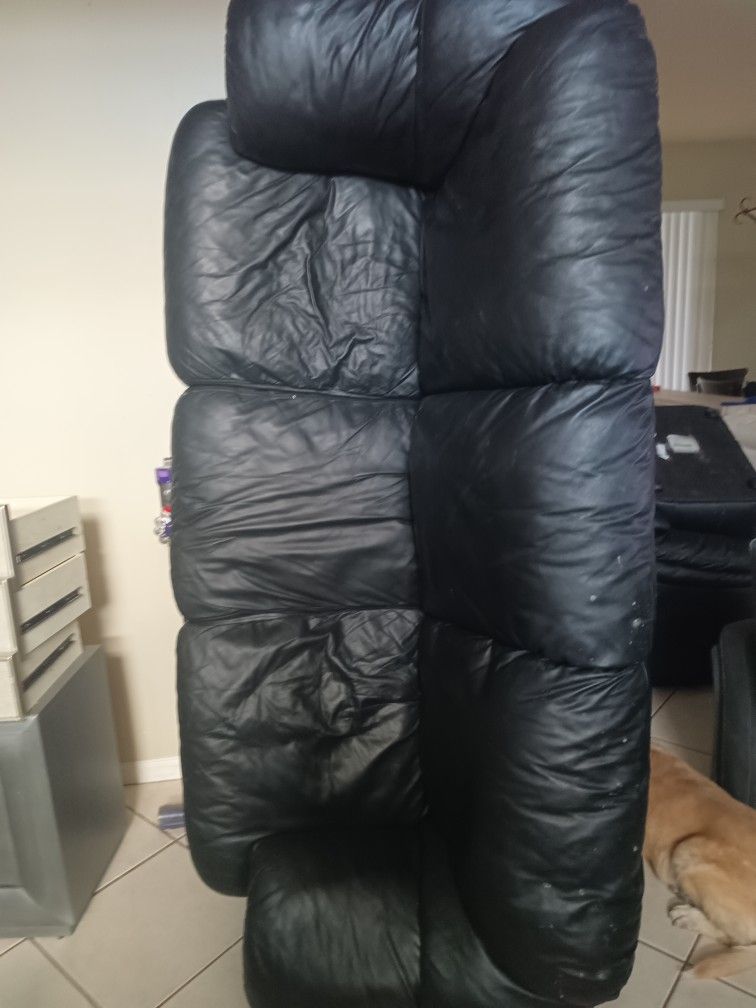 Black Leather Couch, Sofa, Chair And Ottoman