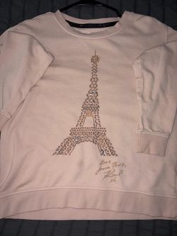 Karl Lagerfeld Paris Beige Eiffel Tower Graphic Crewneck Fleece Sweatshirt S