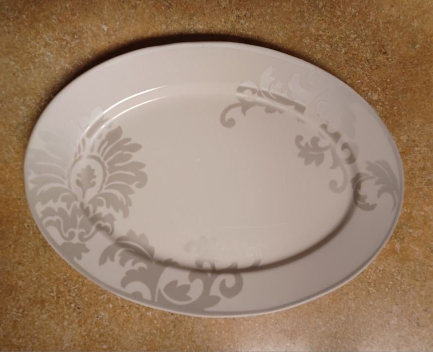 Beautiful White And Silver Serving Platter