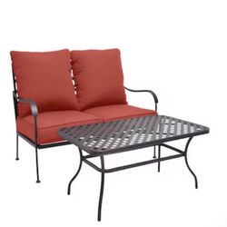 Style Selections San Terra 2 -Piece Patio Conversation Set with Red Cushions