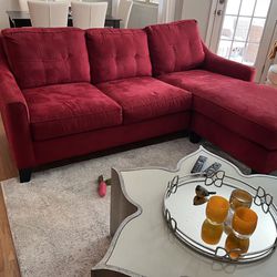 Red Cindy Crawford Sectional Sofa Couch