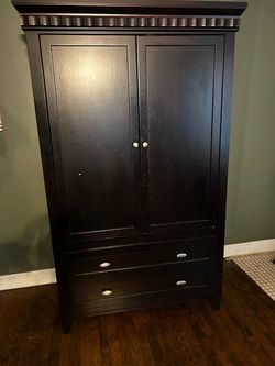 Dark Wood Armoire with Drawers