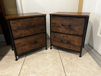 2 Small Night Stands With Fabric Bins And Metal… 20 Height By 18” Wide By 12” Deep…$65