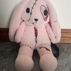 Pink Zombie Bunny Plush Mini Backpack