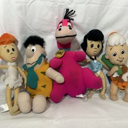 Vtg. Flintstones Plushies 1980s