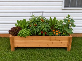🌿 Handmade Cedar Raised Garden Bed Planter – 45.5” x 18” x 16” – Perfect for Flowers & Vegetables