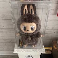 Set of 2 Pop Mart Labubu ZIMOMO Large Plush Figures (White Angel + Brown Original) with Display Cases