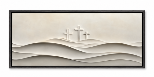 Three Crosses Framed Christian Wall Art