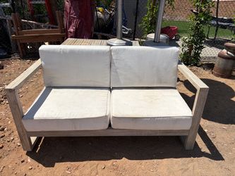 Outdoor Wood Frame Loveseat with Cushions