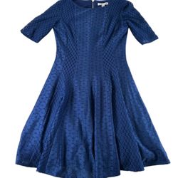 Danny & Nicole Blue Lace Fit & Flare Dress Women’s Size 6 Short Sleeve