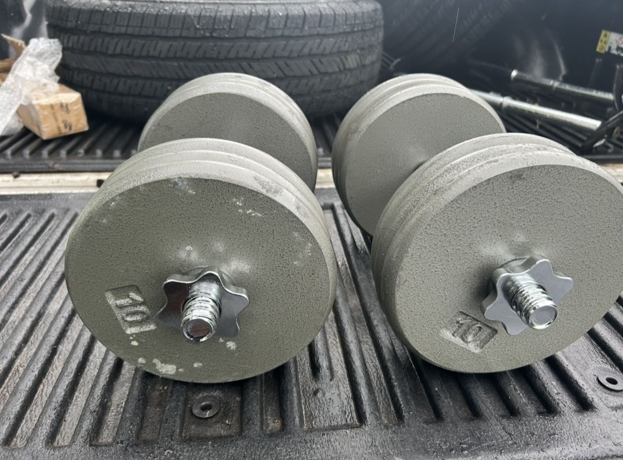 65lbs adjustable standard dumbbells home gym (130lbs in total) dumbbells handles are new