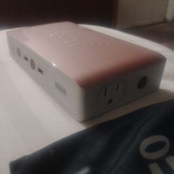 HALO BOLT ACDC WIRELESS. Portable Power Station:3 PRONG ELECTRICAL OUTLET, 2 CHARGE PORTS, FLASHLIGHT, VEHICLE JUMP STARTER.