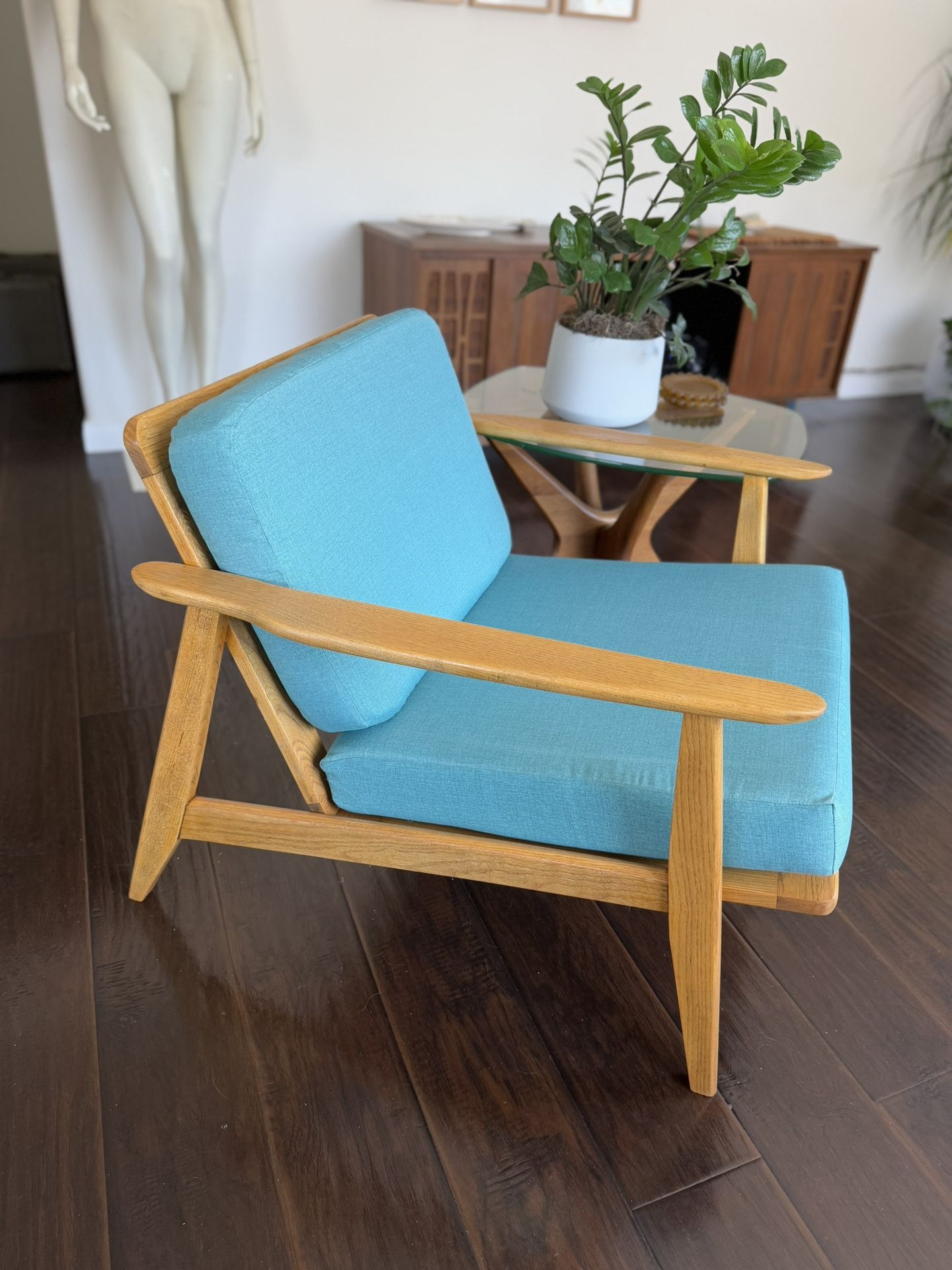 Mid Century Vintage Lounge Blue Accent Z Chair Style