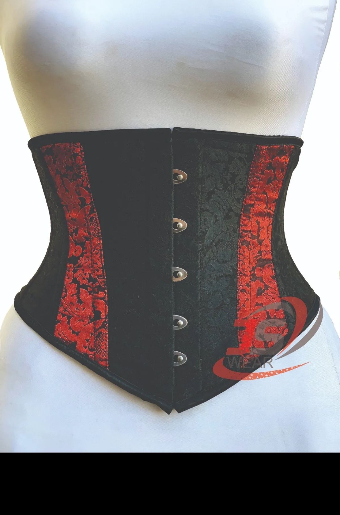 Women underbust black red Brocade Steel Boned waist trainer body shaper corsets