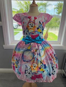 Bluey Girls Birthday Party Dress with Headband