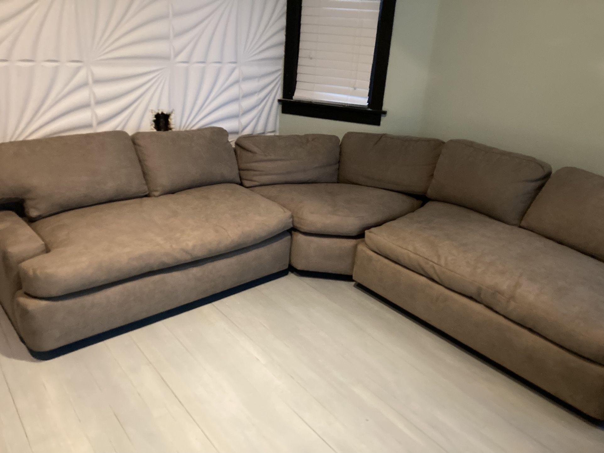 Grey Ultra suede Sectional Couch W/Swivel Chair