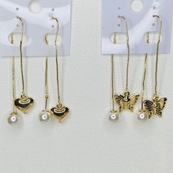  Aretes  Largos Oro Laminado …..gold plated long earrings