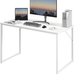40 inch Computer Desk,Compact Simple PC Laptop Office Study Writing Table Workstation Dining Gaming Desk for Home Office Bedroom,White