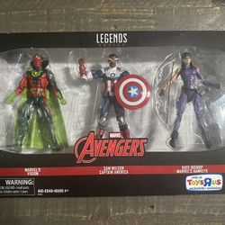 Marvel Legends Vision, Captain America Sam Wilson, Kate Bishop Hawkeye 3 Pack Figures 